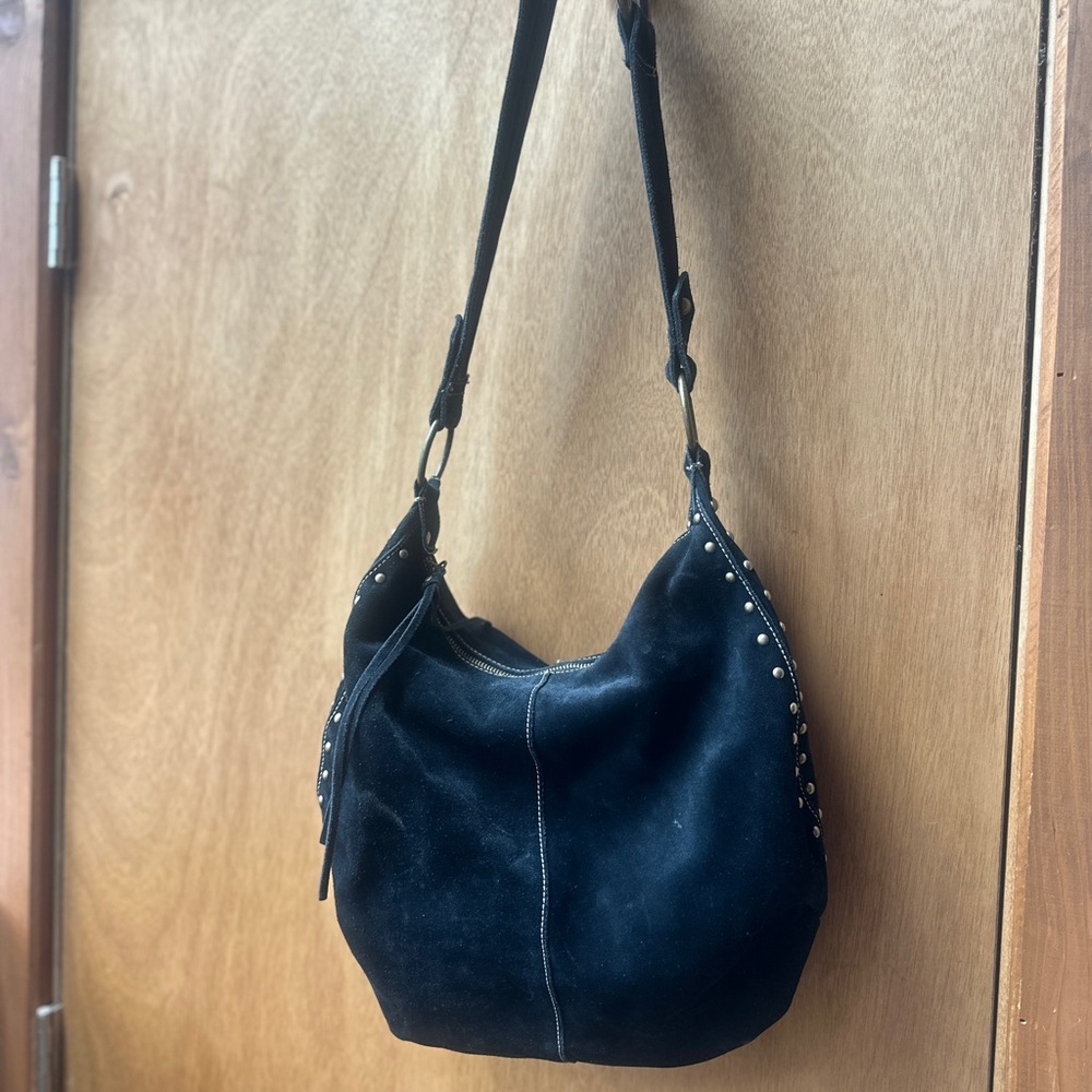 Boho Black Suede Shoulder Bag